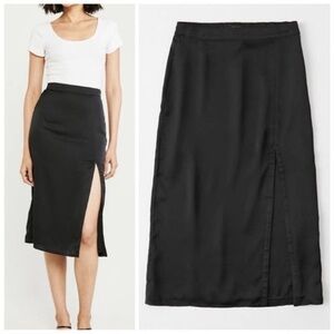 Abercrombie & Fitch Black Thigh Slit Midi Skirt Casual Size XS Tall